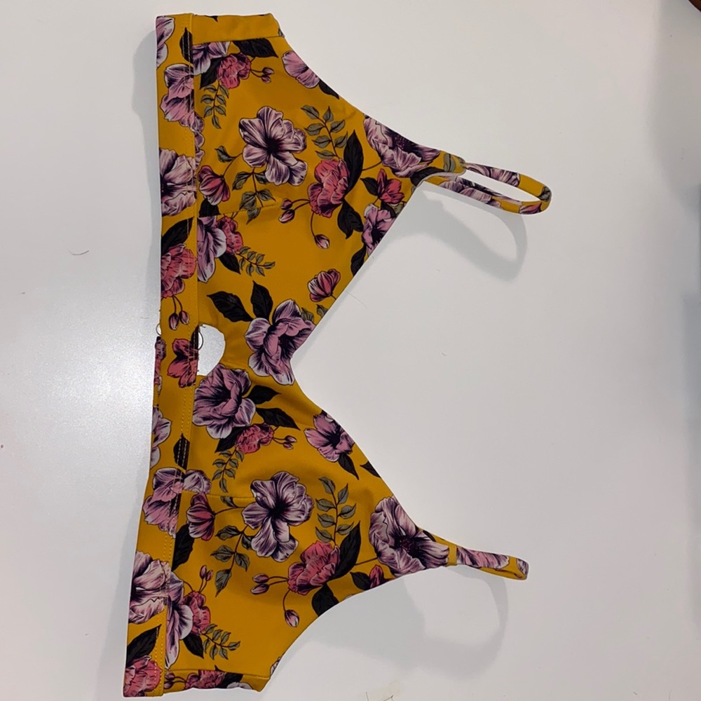 Gold bikini top - Floral - Size L